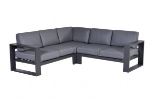 Lounge Sitzecke schwarz, Garten Sitzecke schwarz, Gruppensitzbank schwarz, Sitzgruppe Aluminium schwarz