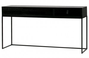 Konsole schwarz Holz Metall, Wandkonsole schwarz, Wandtisch Holz Metall Gestell, Breite 140 cm