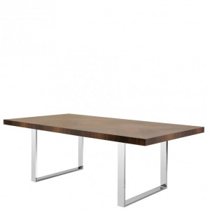 Esstisch braun, Tisch verchromte Tischbeine, Esstisch verchromtes Gestell, Breite 220 cm