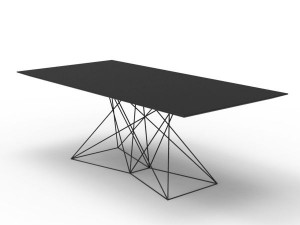 Esstisch schwarz rechteckig, Tisch schwarz  Metall-Gestell, Breite 200 cm