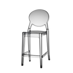 Barstuhl grau transparent Kunststoff, Barhocker grau transparent, Sitzhöhe 65 cm