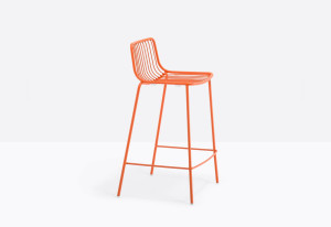 Metall Barstuhl orange, Barstuhl orange Metall stapelbar, Barhocker orange Metall, Sitzhöhe 65 cm
