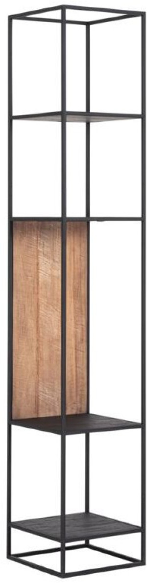 Regal schwarz-Naturholz, Wandregal Metall Naturholz-Farbe, schmales Regal Metall Holz, Breite 40 cm