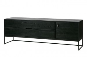 TV Schrank schwarz Metall Gestell, Lowboard schwarz, Sideboard schwarz, Breite 180 cm