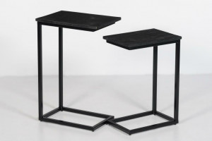 2er Set Beistelltisch schwarz, Beistelltisch Industriedesign,  Breite 60 cm