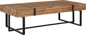 Couchtisch Holz Tischplatte, rechteckiger Couchtisch Metall-Gestell, Breite 120 cm
