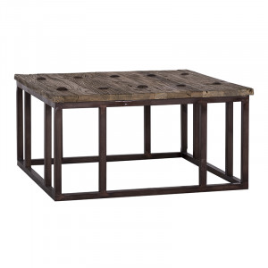 Couchtisch braun, Tisch Holz Metall, Beistelltisch Metallgestell, Breite 80 cm 