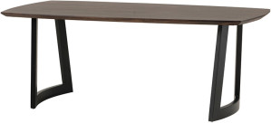 Tisch braun Massivholz, Esstisch braun Metall-Gestell schwarz, Länge 200 cm