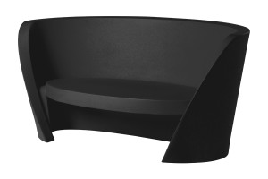 Gartenbank schwarz Kunststoff, Sitzbank schwarz Kunststoff, Outdoor-Sofa schwarz, Breite 170 cm