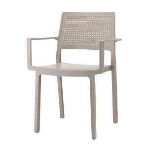 Stuhl mit Armlehne, Indoor, Outdoor, taubengrau, aus Kunststoff, Stapelbar