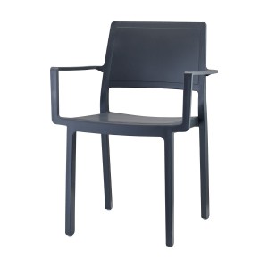 Stuhl mit Armlehne, Indoor, Outdoor, anthrazit, aus Kunststoff, Stapelbar