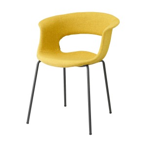 Moderner Stuhl in gelb, aus Textil, Metall, Kunststoff, mit Armlehne