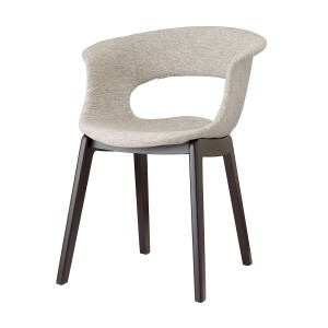 Design Stuhl in sand, aus Textil, massiv Holz, Kunststoff, mit Armlehne