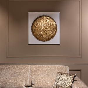 Bild weiß Gold, Wandbild weiß Gold, Maße 90x90 cm