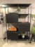 Regal schwarz, Wohnzimmerschrank schwarz, Schrank schwarz Metall Holz, Breite 116 cm
