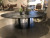 Ovaler Esstisch schwarz Eiche, schwarzer Tisch oval Eiche massiv, Konferenztisch schwarz Eiche, Breite 240 cm