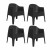 Gartenstuhl schwarz, Gartensessel schwarz, Armlehnstuhl schwarz 4er Set