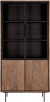Vitrine Massivholz, Vitrinenschrank Metall-Türen, Geschirrschrank Metall Holz, Breite 100 cm