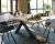 Tisch Eiche massiv Industriedesign, Esstisch Eiche Tischplatte, Tischbeine schwarz Metall, Breite 180 cm
