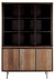 Vitrine Massivholz, Vitrinenschrank Metall-Türen, Geschirrschrank Metall Holz, Breite 140 cm