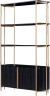 Regal schwarz-Gold  Massivholz, Bücherregal schwarz Holz, Bücherschrank Holz schwarz, Breite 98 cm