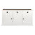 Sideboard weiß mit Eiche-Natur Platte, Anrichte weiß Landhausstil Eiche, Schrank weiß Landhaus, Breite 180 cm