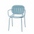 Metall Stuhl blau mit Armlehne, Gartenstuhl blau, Outdoor Stuhl blau