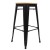 Metall-Hocker schwarz Holz Sitzfläche, Barhocker Industriedesign schwarz, Sitzhöhe 76 cm