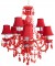 Klassischer Kronleuchter 9-armig,  transparent-rot, Durchmesser 66 cm