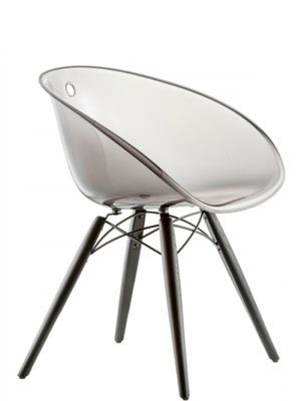 Design Stuhl mit Holzbeinen und Kunststoff Sitzschale