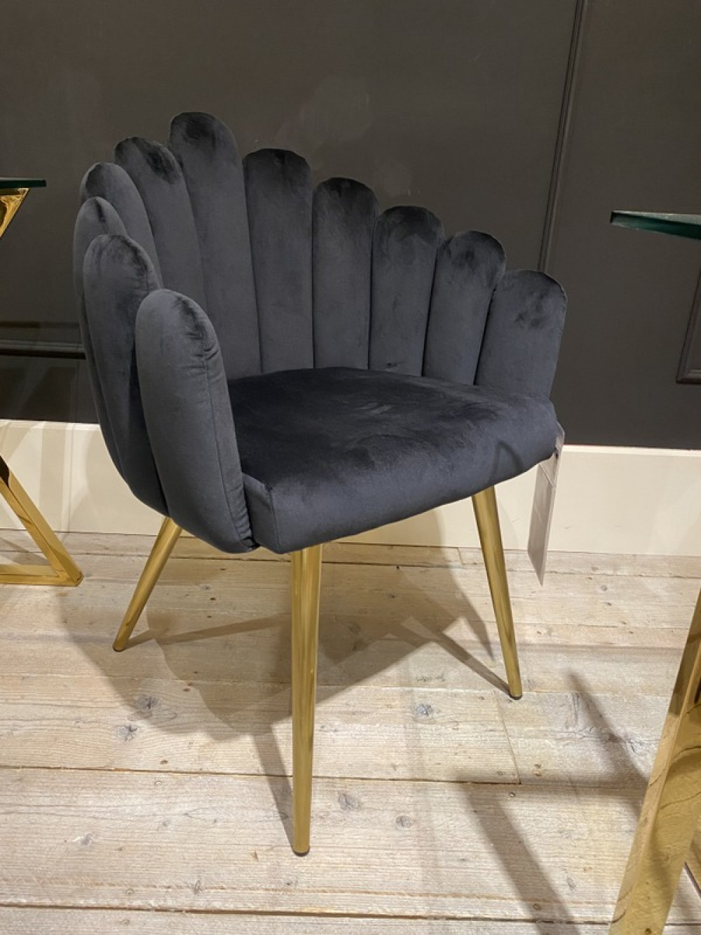 Stuhl schwarz, Stuhl mit Armlehne Goldene Stuhlbeine