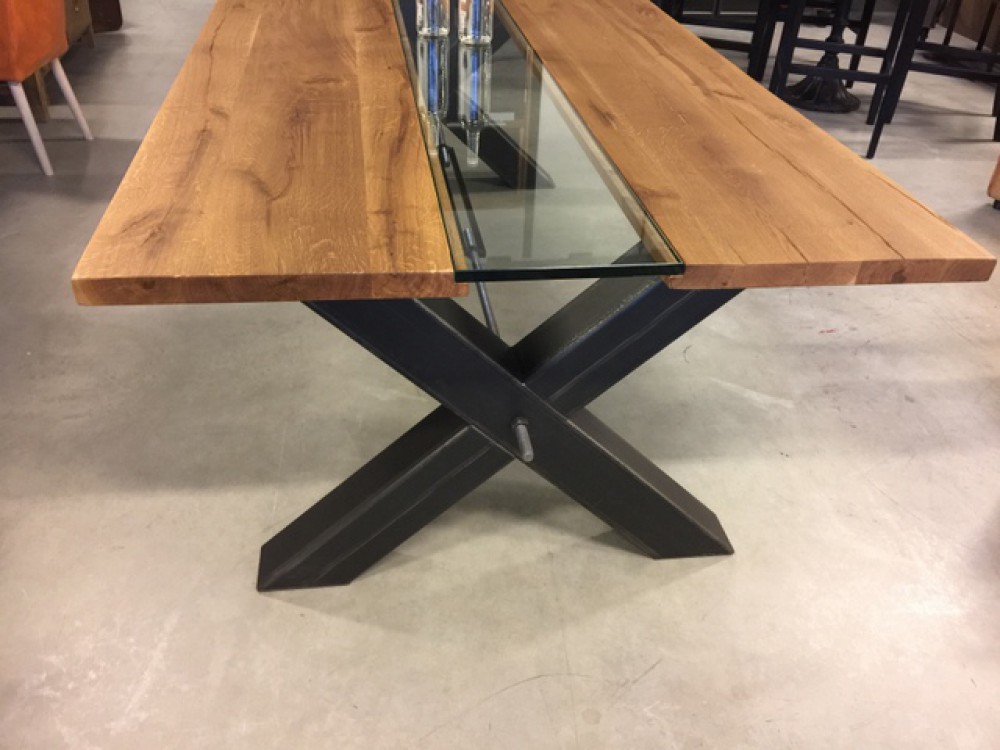 Esstisch Eiche Tischplatte, Tisch Glas-Massivholz Tischplatte