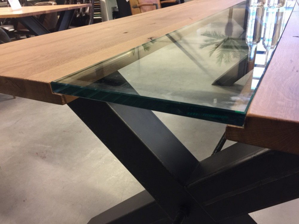 Esstisch Eiche Tischplatte, Tisch Glas-Massivholz ...