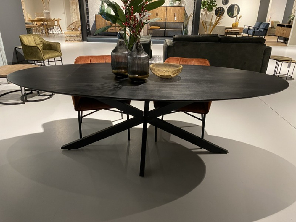 Ovaler Esstisch schwarz, Tisch schwarz Industriedesign, Tisch oval