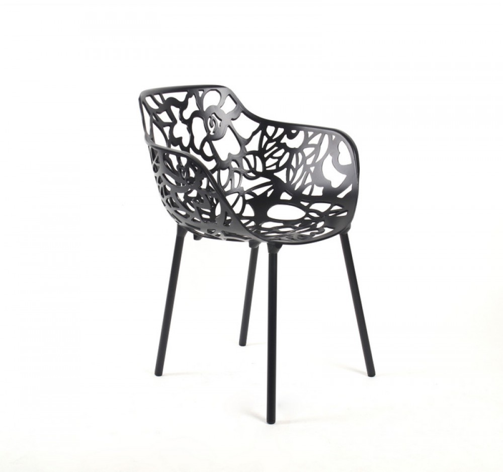 Set, Aluminium, schwarz, aus Gartenstuhl schwarz 4er Designstuhl Outdoor-Stuhl