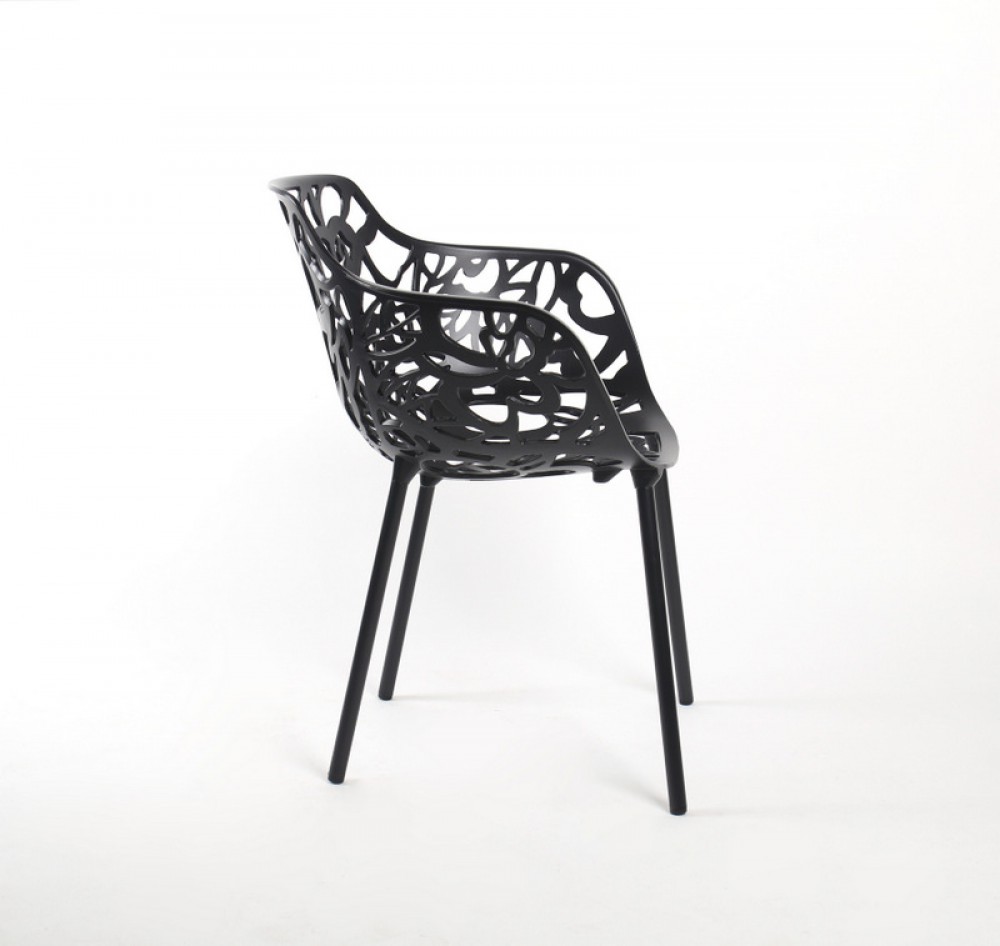 schwarz, 4er Outdoor-Stuhl Designstuhl schwarz Gartenstuhl aus Aluminium, Set,