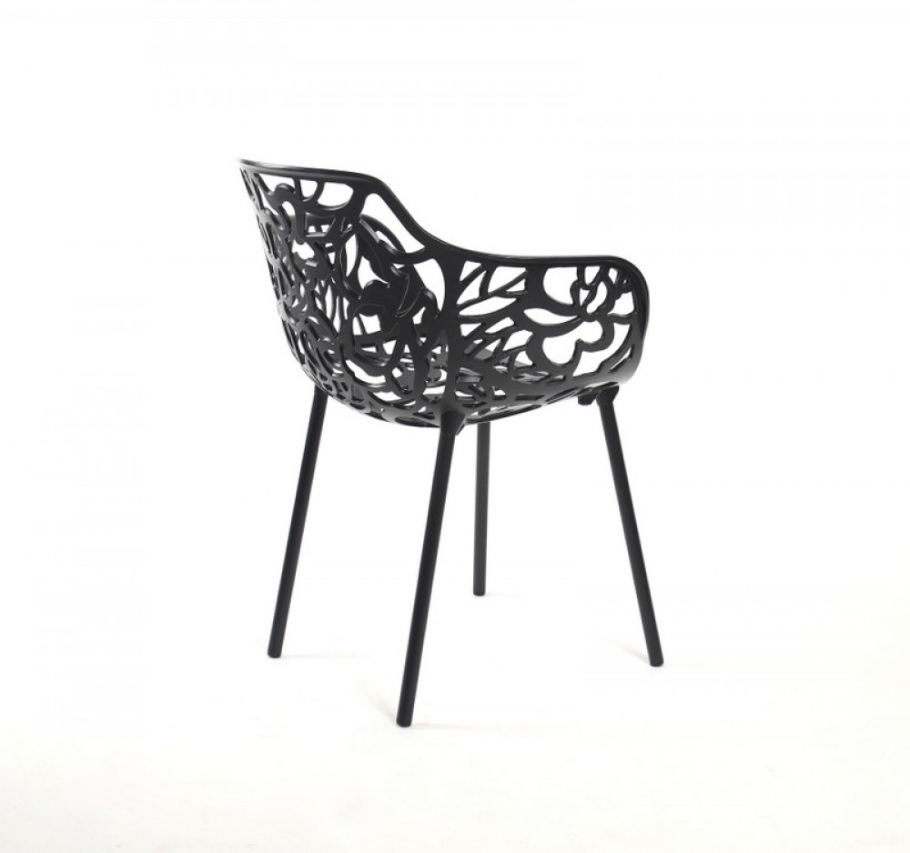 4er Set, Gartenstuhl schwarz, Designstuhl aus Aluminium, Outdoor-Stuhl  schwarz