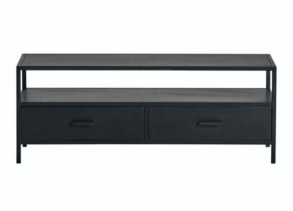 TV Lowbaord schwarz, Fernsehschrank Metall schwarz, TV Regal schwarz, Schrank  schwarz Industriedesign, Breite 120 cm