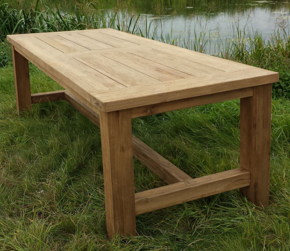 Gartentisch Landhaus Esstisch Massivholz Tisch Holz Massiv Breite 220 Cm