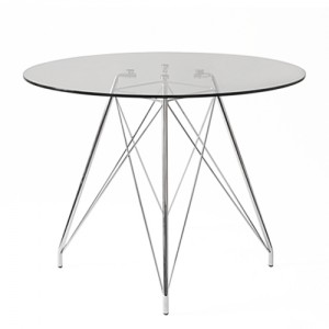 Design Tisch, Tischplatte Glas, Gestell Metall, Ø 110 cm