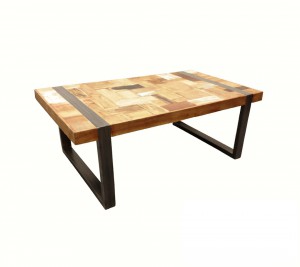 Couchtisch Industriedesign, Tisch Metall Holz, Länge 120 cm