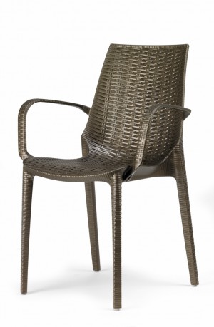 Design Gartenmöbel Stuhl Kunststoff braun Glasfaser