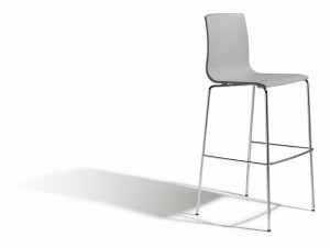 Design Barstuhl, hellgrau, Barstuhl stapelbar, Sitzhöhe 80 cm
