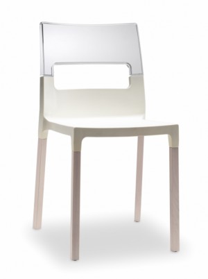 Design Stuhl leinen transparent Holz Buche