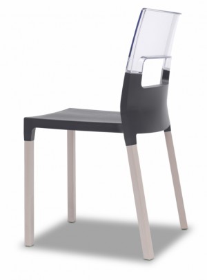 Design Stuhl anthrazit transparent Holz Buche