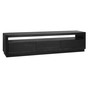 TV Schrank schwarz drei Schubladen, Fernseheschrank schwarz, Breite 185 cm