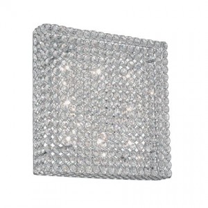 Decken- / Wandleuchte Metall chrom oder gold, Kristall transparent, modern