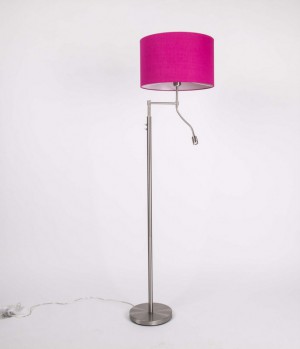Stehleuchte mit LED-Leselampe,  Lampenschirm in Farbe Pink