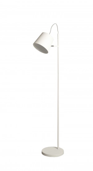 Moderne Stehleuchte mit einem Lampenschirm in zwei Farbewn: schwarz und weiß