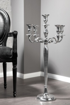 Kerzenständer Silber 5-armig,  Kerzenhalter aus Aluminium, Höhe 80 cm